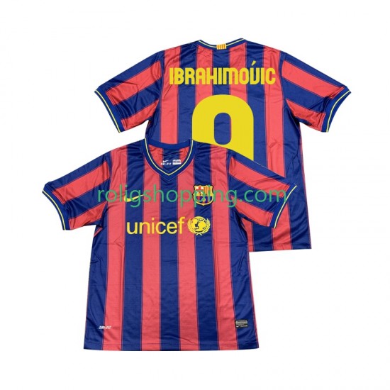 Fotbollströja FC Barcelona Ibrahimović 9 2009 Retro Män Hemmaställ 2010 Kort ärm