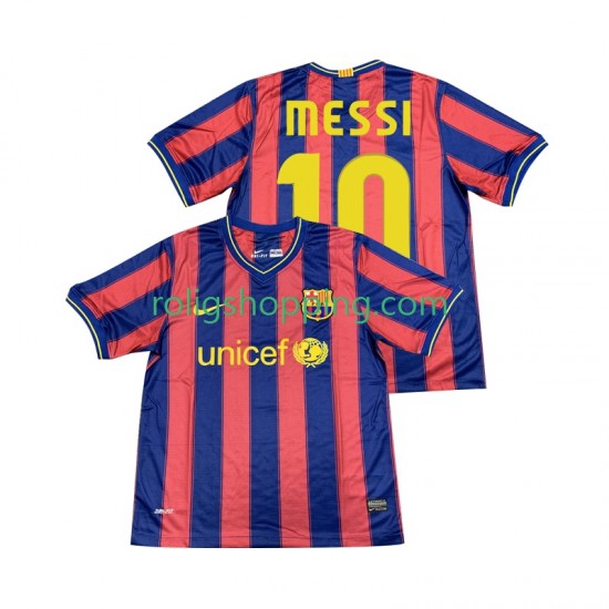 Fotbollströja FC Barcelona Lionel Messi 10 2009 Retro Män Hemmaställ 2010 Kort ärm