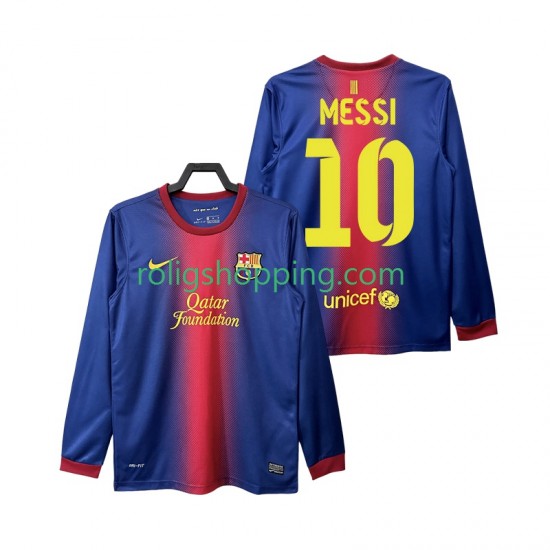 Fotbollströja FC Barcelona Lionel Messi 10 2012 2013 Retro Män Hemmaställ Lång ärm