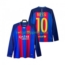 Fotbollströja FC Barcelona Lionel Messi 10 2016 2017 Retro Män Hemmaställ Lång ärm