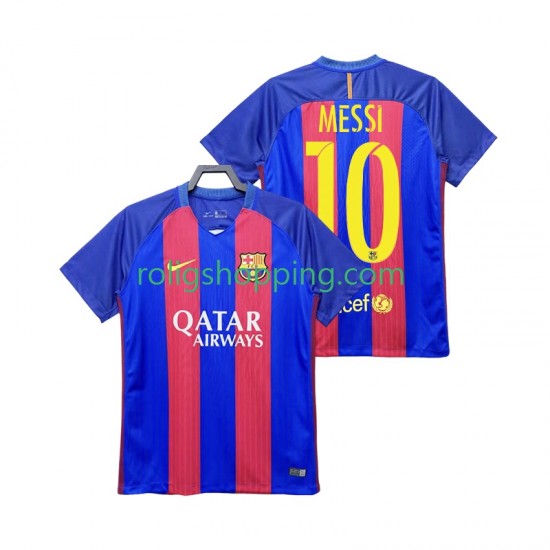 Fotbollströja FC Barcelona Lionel Messi 10 2016 2017 Retro Män Hemmaställ Kort ärm