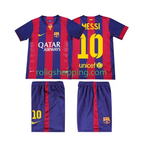 Fotbollströja FC Barcelona Lionel Messi 10 2014 2015 Retro Barn Hemmaställ Kort ärm