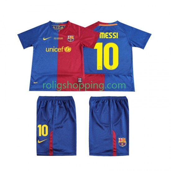 Fotbollströja FC Barcelona Lionel Messi 10 Champions League 2009 Retro Barn Hemmaställ 2008 Kort ärm