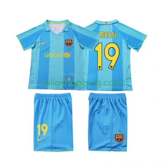 Fotbollströja FC Barcelona Lionel Messi 19 2007 Retro Barn Bortaställ 2008 Kort ärm
