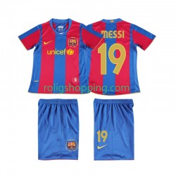 Fotbollströja FC Barcelona Lionel Messi 19 2007 Retro Barn Hemmaställ 2008 Kort ärm