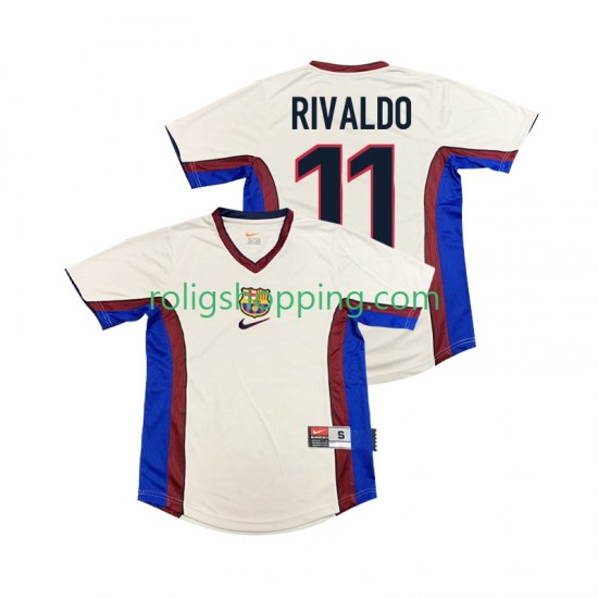 Fotbollströja FC Barcelona RIVALDO 11 1998 Retro Män Bortaställ 1999 Kort ärm