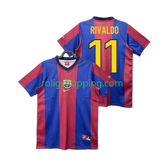 Fotbollströja FC Barcelona RIVALDO 11 1998 Retro Män Hemmaställ 1999 Kort ärm