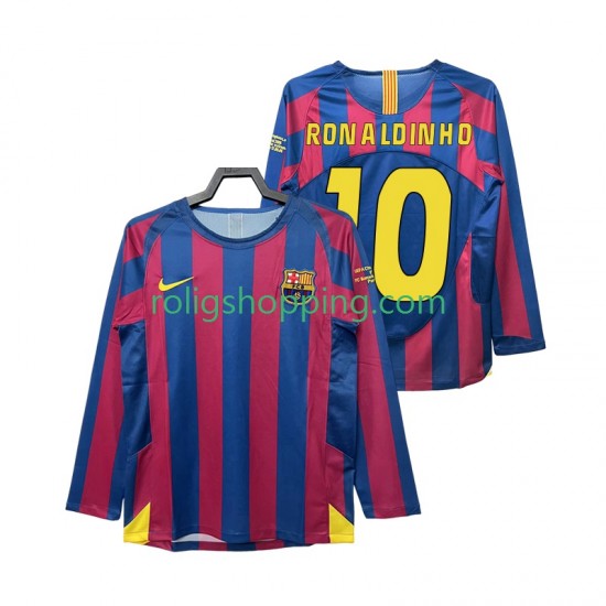 Fotbollströja FC Barcelona RONALDINHO 10 Champions League 2005 Retro Män Hemmaställ 2006 Lång ärm