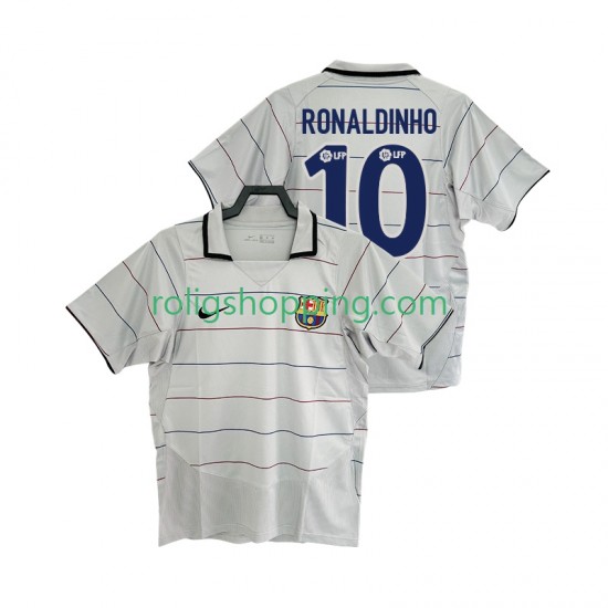 Fotbollströja FC Barcelona RONALDINHO 10 2003 Retro Män Bortaställ 2004 Kort ärm
