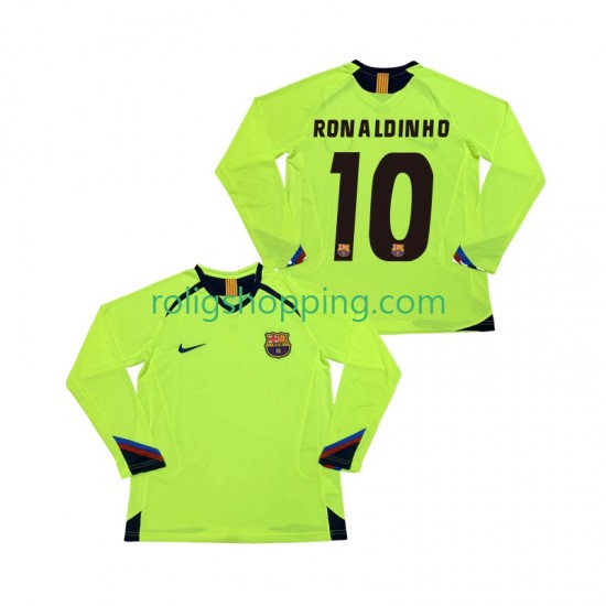Fotbollströja FC Barcelona RONALDINHO 10 2005 Retro Män Bortaställ 2006 Lång ärm