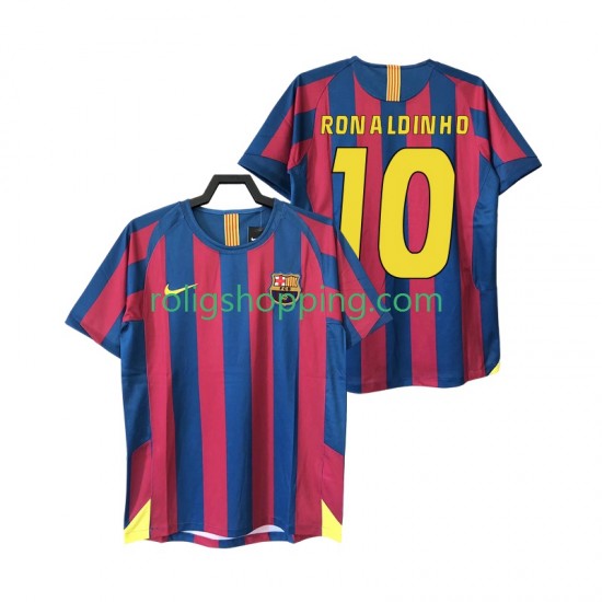 Fotbollströja FC Barcelona RONALDINHO 10 2005 Retro Män Hemmaställ 2006 Kort ärm