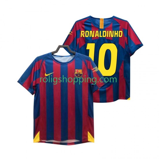 Fotbollströja FC Barcelona RONALDINHO 10 Champions League 2005 Retro Män Hemmaställ 2006 Kort ärm