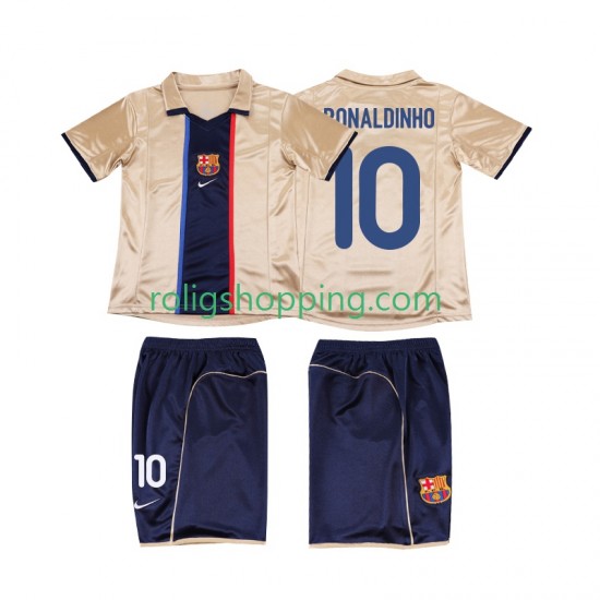Fotbollströja FC Barcelona RONALDINHO 10 2001 2002 Retro Barn Bortaställ Kort ärm