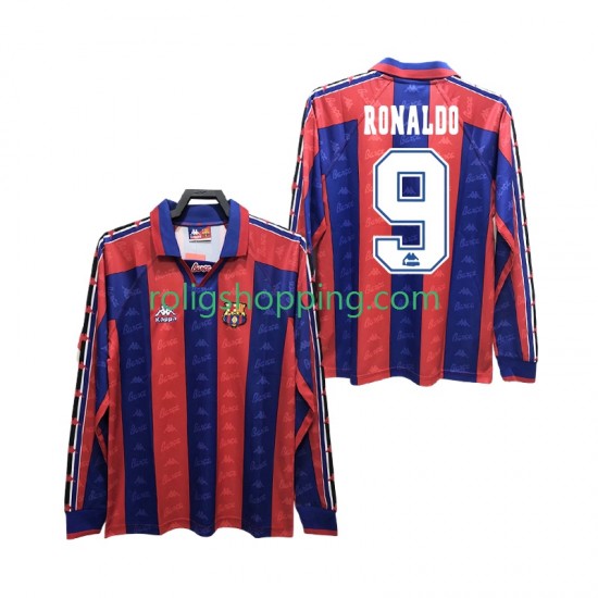 Fotbollströja FC Barcelona RONALDO 9 1996 1997 Retro Män Hemmaställ Lång ärm