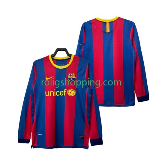Fotbollströja FC Barcelona Retro Män Hemmaställ 2011 2010 Lång ärm