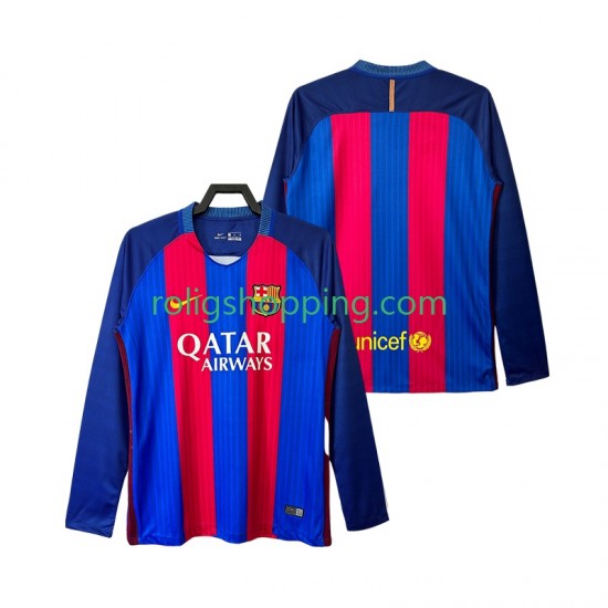 Fotbollströja FC Barcelona 2016 2017 Retro Män Hemmaställ Lång ärm