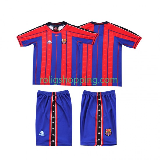 Fotbollströja FC Barcelona 1997 1998 Retro Barn Hemmaställ Kort ärm