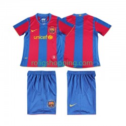 Fotbollströja FC Barcelona 2007 Retro Barn Hemmaställ 2008 Kort ärm