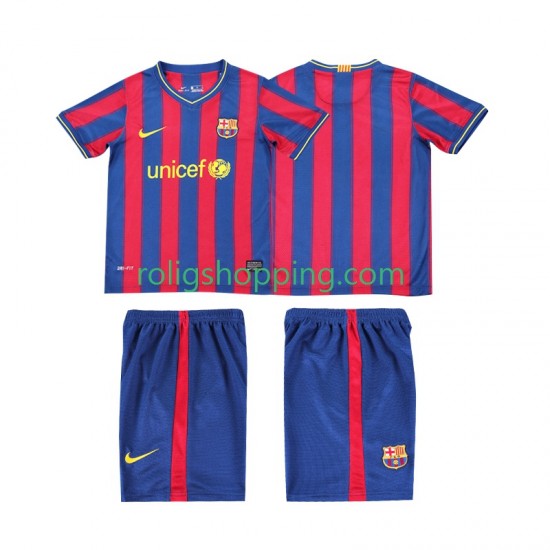 Fotbollströja FC Barcelona 2009 Retro Barn Hemmaställ 2010 Kort ärm