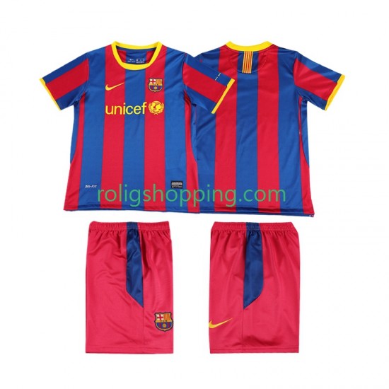 Fotbollströja FC Barcelona Retro Barn Hemmaställ 2011 2010 Kort ärm