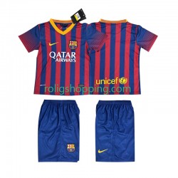 Fotbollströja FC Barcelona 2013 2014 Retro Barn Hemmaställ Kort ärm
