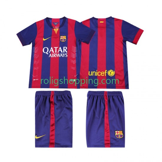 Fotbollströja FC Barcelona 2014 2015 Retro Barn Hemmaställ Kort ärm