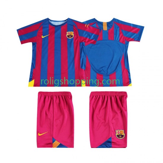 Fotbollströja FC Barcelona Champions League 2005 Retro Barn Hemmaställ 2006 Kort ärm