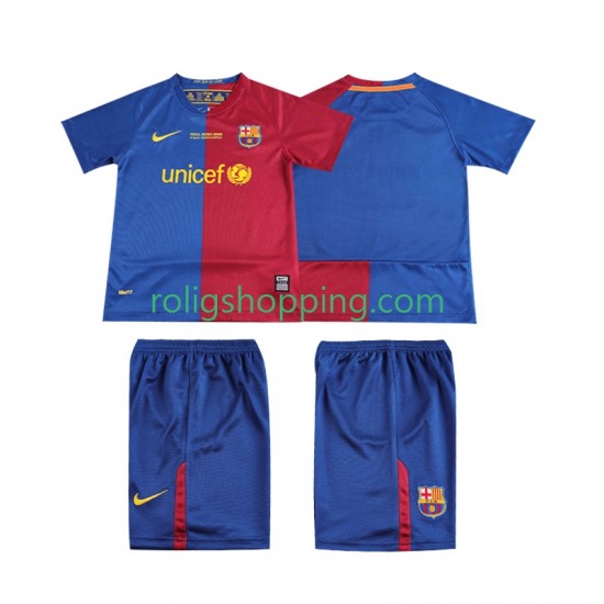 Fotbollströja FC Barcelona Champions League 2009 Retro Barn Hemmaställ 2008 Kort ärm