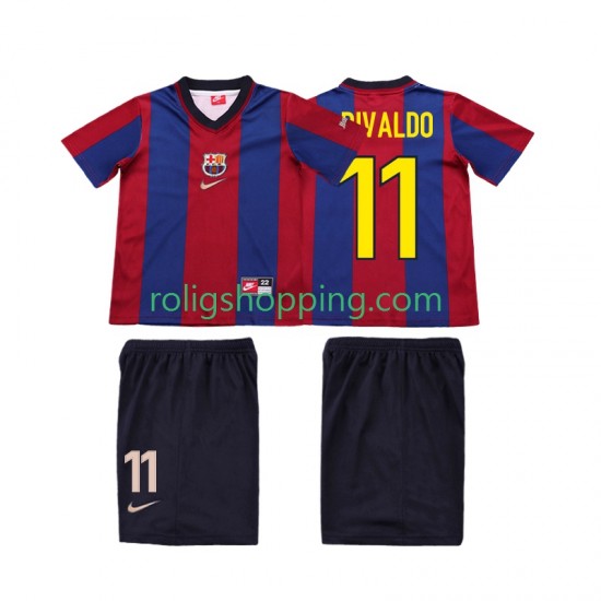 Fotbollströja FC Barcelona Ronaldo 11 1998 Retro Barn Hemmaställ 1999 Kort ärm
