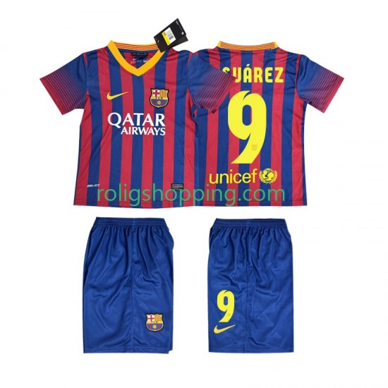 Fotbollströja FC Barcelona SUARZE 9 2013 2014 Retro Barn Hemmaställ Kort ärm