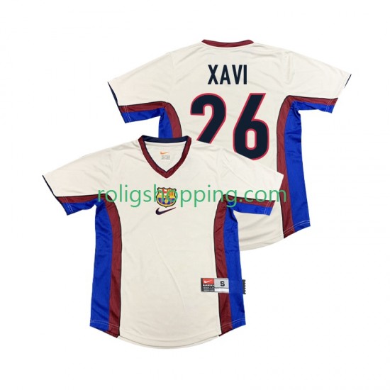 Fotbollströja FC Barcelona XAVI 26 1998 Retro Män Bortaställ 1999 Kort ärm