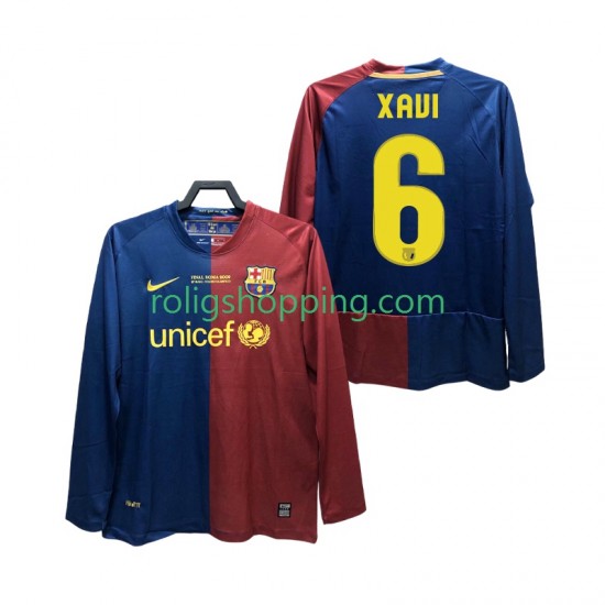 Fotbollströja FC Barcelona XAVI 6 Champions League 2009 Retro Män Hemmaställ 2008 Lång ärm