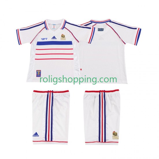 Fotbollströja Frankrike 1998 Retro Barn Bortaställ Kort ärm