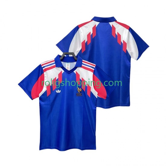 Fotbollströja Frankrike 1990 Retro Män Hemmaställ Kort ärm
