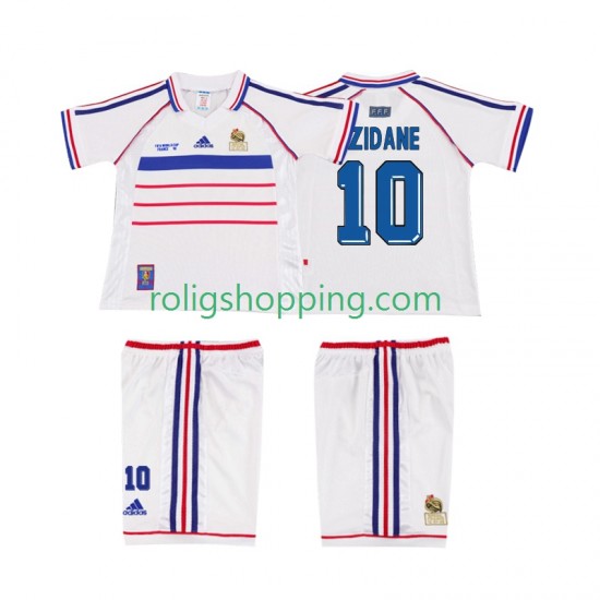 Fotbollströja Frankrike ZIDANE 10 1998 Retro Barn Bortaställ Kort ärm