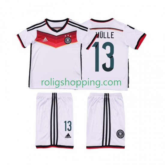 Fotbollströja Tyskland MULLER 13 2014 Retro Barn Hemmaställ Kort ärm