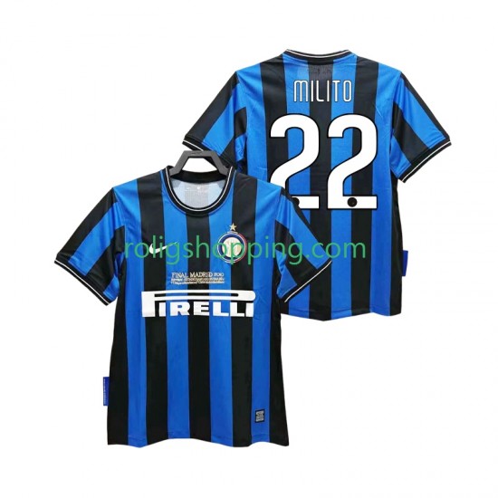 Fotbollströja Inter Milan MILITO 22 2009 Retro Män Hemmaställ 2010 Kort ärm