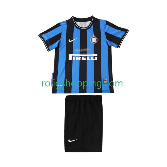 Fotbollströja Inter Milan 2009 Retro Barn Hemmaställ 2010 Kort ärm