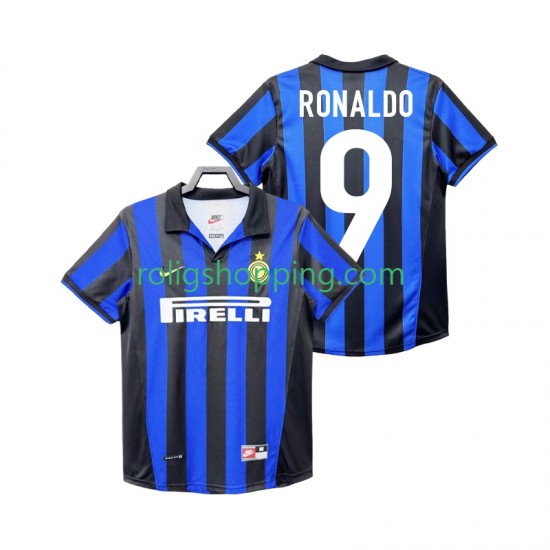 Fotbollströja Inter Milan Roanldo 9 1998 Retro Män Hemmaställ 1999 Kort ärm