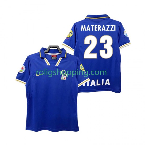 Fotbollströja Italien MATERAZZI 23 1996 Retro Män Hemmaställ Kort ärm