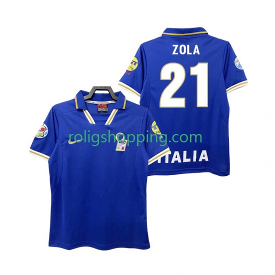 Fotbollströja Italien ZOLA 21 1996 Retro Män Hemmaställ Kort ärm