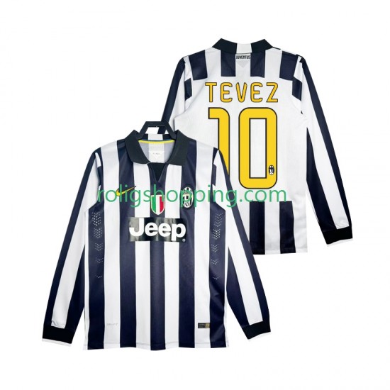 Fotbollströja Juventus TEVEZ 10 2014 2015 Retro Män Hemmaställ Lång ärm