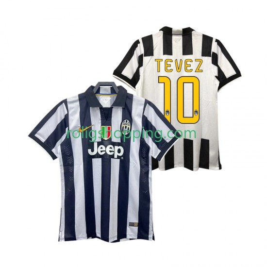Fotbollströja Juventus TEVEZ 10 2014 2015 Retro Män Hemmaställ Kort ärm