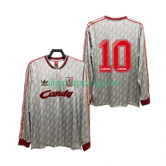 Fotbollströja Liverpool 10 1989 1991 Retro Män Bortaställ Lång ärm