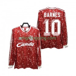 Fotbollströja Liverpool BARNES 10 1989 1991 Retro Män Hemmaställ Lång ärm