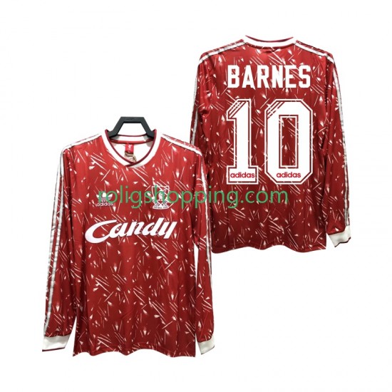 Fotbollströja Liverpool BARNES 10 1989 1991 Retro Män Hemmaställ Lång ärm