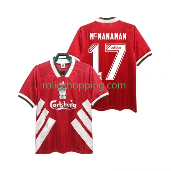 Fotbollströja Liverpool MCMANAMAN 17 1993 1995 Retro Män Hemmaställ Kort ärm