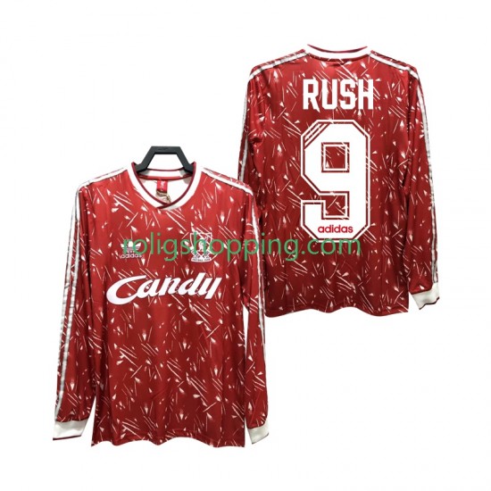 Fotbollströja Liverpool Rush 9 1989 1991 Retro Män Hemmaställ Lång ärm