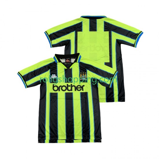 Fotbollströja Manchester City 1998 Retro Män Bortaställ 1999 Kort ärm