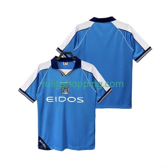 Fotbollströja Manchester City 2001 Retro Män Hemmaställ 1999 Kort ärm